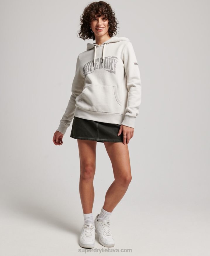 Superdry Embellished Hoodie Light Grey Women