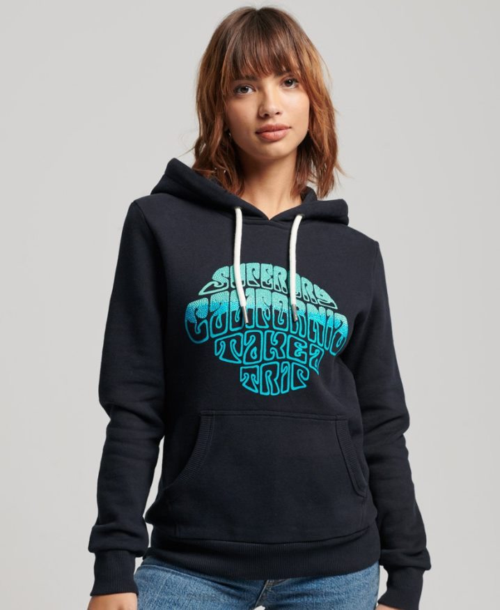 Superdry Embellished Hoodie Navy Women