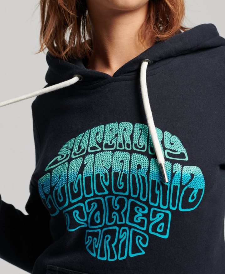 Superdry Embellished Hoodie Navy Women