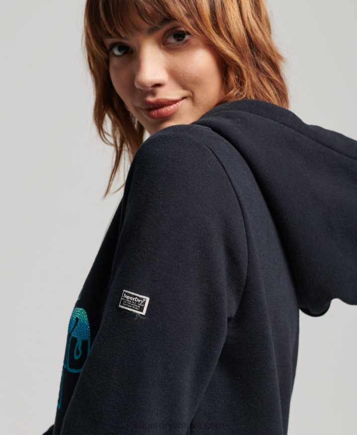 Superdry Embellished Hoodie Navy Women