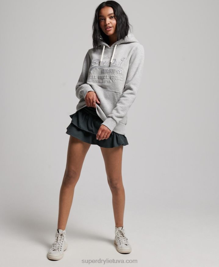 Superdry Embossed Graphic Logo Hoodie Grey Women