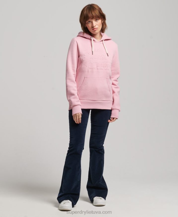 Superdry Embossed Graphic Logo Hoodie Pink Women