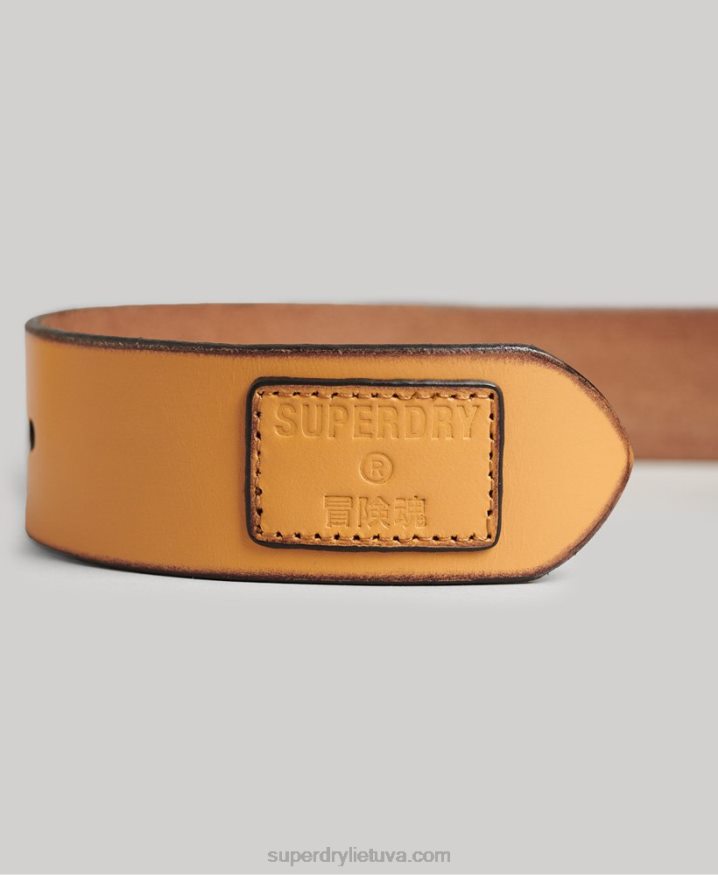 Superdry Embossed Leather Belt Gift Box Tan Men