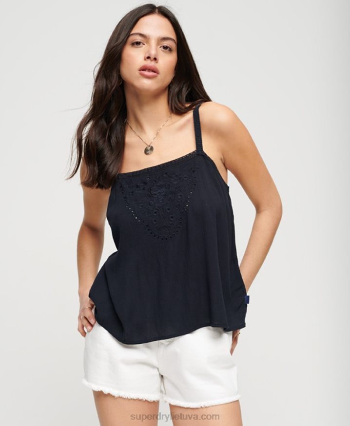 Superdry Embroidered Cami Top Navy Women