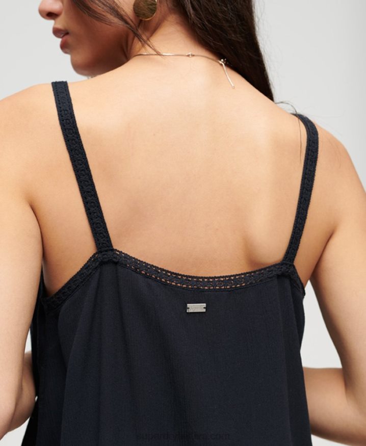 Superdry Embroidered Cami Top Navy Women