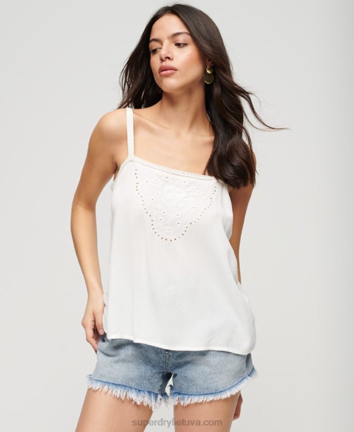 Superdry Embroidered Cami Top White Women