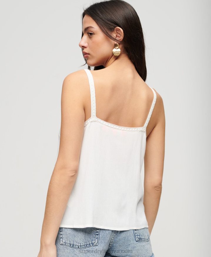 Superdry Embroidered Cami Top White Women