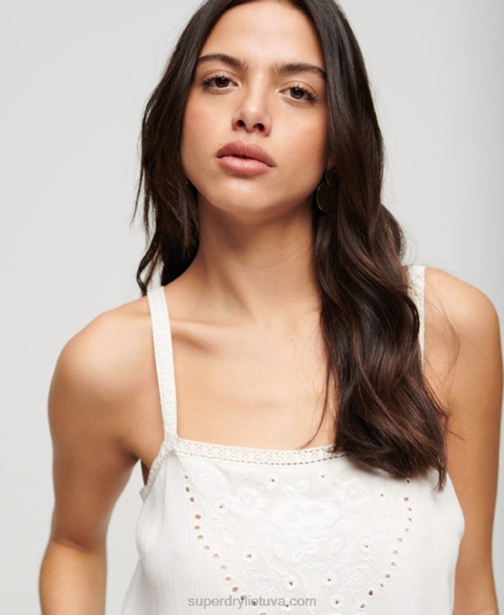 Superdry Embroidered Cami Top White Women