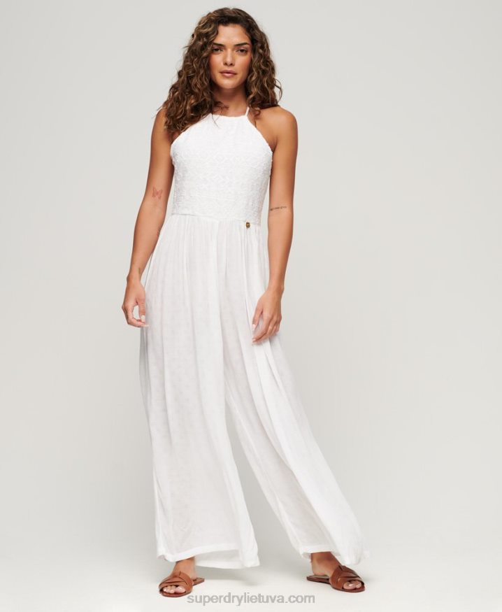 Superdry Embroidered Jumpsuit White Women