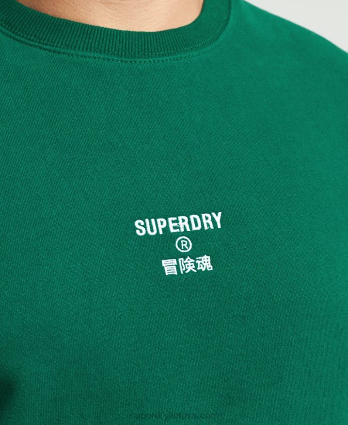 Superdry Embroidered Logo Loose Crew Sweatshirt Green Men