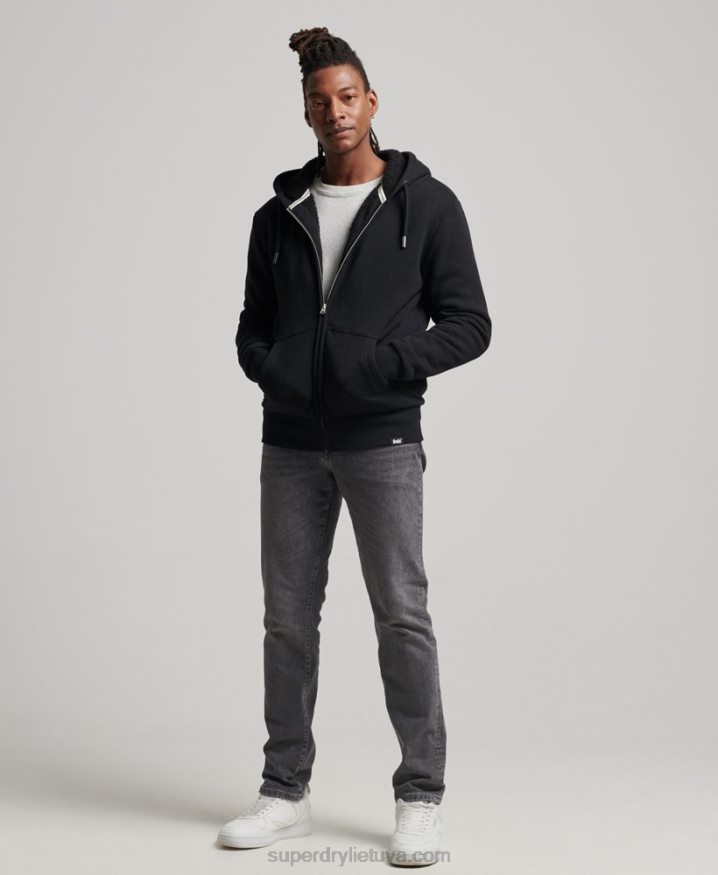 Superdry Essential Borg Lined Zip Hoodie Black Men