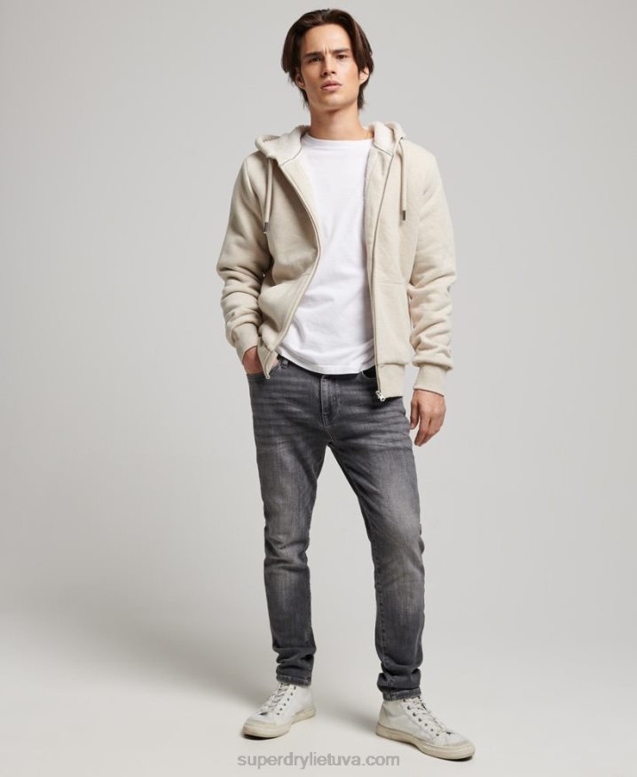 Superdry Essential Borg Lined Zip Hoodie Cream Men