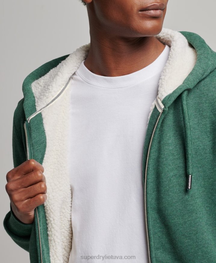 Superdry Essential Borg Lined Zip Hoodie Green Men