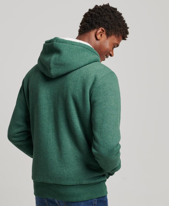 Superdry Essential Borg Lined Zip Hoodie Green Men