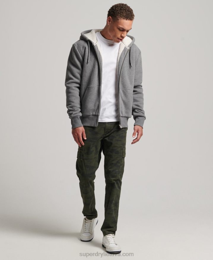 Superdry Essential Borg Lined Zip Hoodie Grey Men