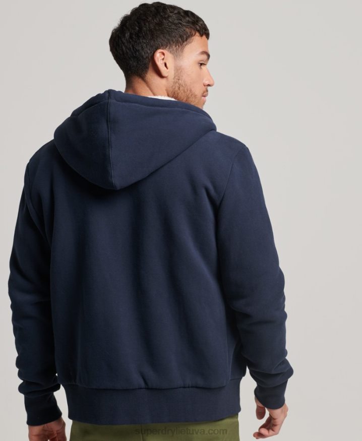 Superdry Essential Borg Lined Zip Hoodie Navy Men