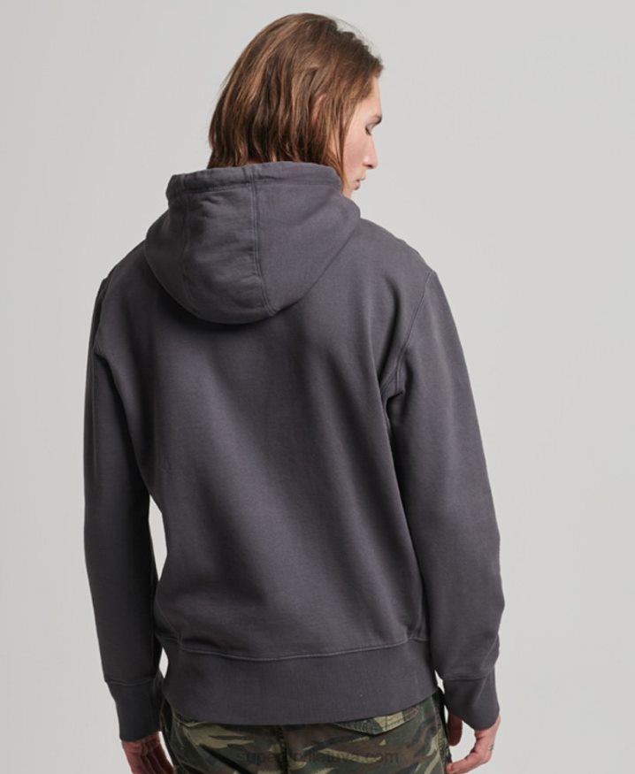 Superdry Essential Overdyed Hoodie Dark Grey Men