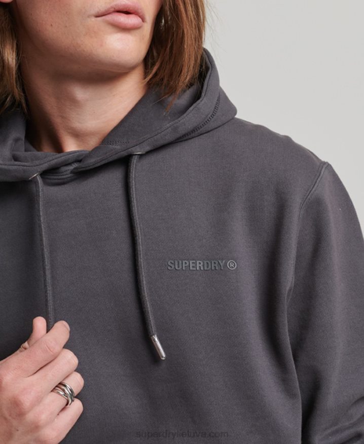 Superdry Essential Overdyed Hoodie Dark Grey Men