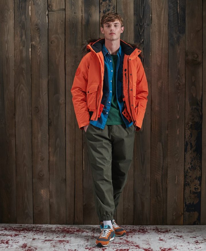 Superdry Everest Down Snow Bomber Jacket Orange Men