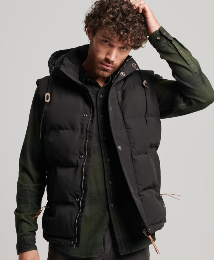 Superdry Everest Hooded Puffer Gilet Black Men