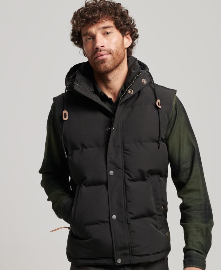 Superdry Everest Hooded Puffer Gilet Black Men