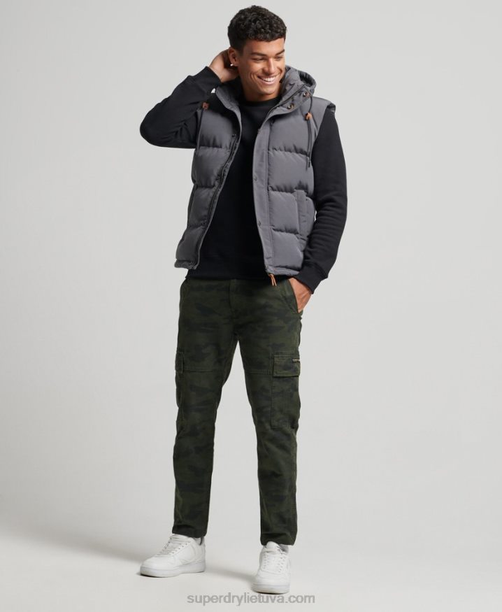 Superdry Everest Hooded Puffer Gilet Dark Grey Men