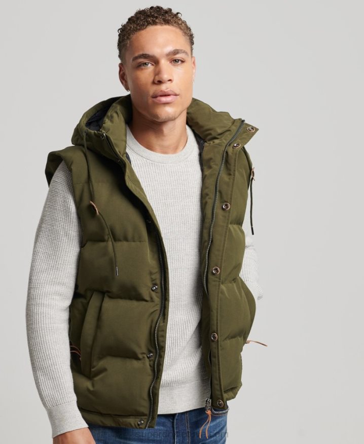 Superdry Everest Hooded Puffer Gilet Green Men