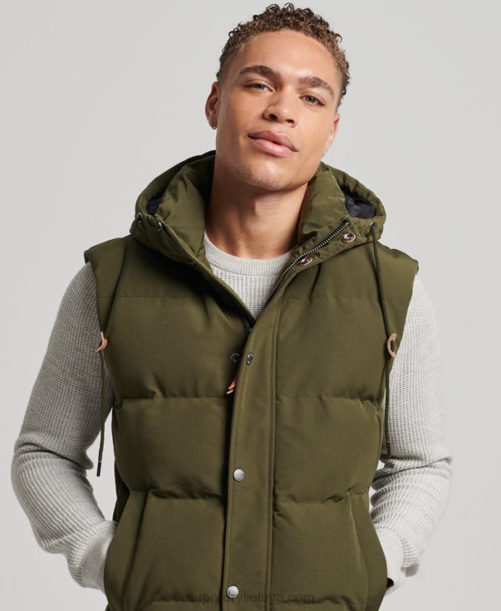 Superdry Everest Hooded Puffer Gilet Green Men