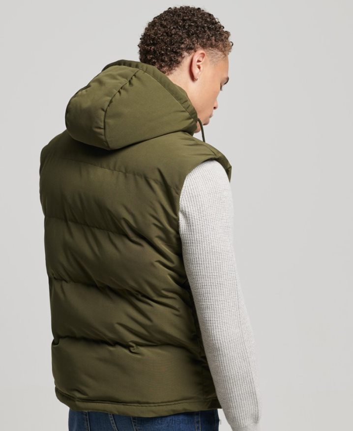 Superdry Everest Hooded Puffer Gilet Green Men