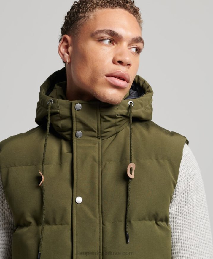 Superdry Everest Hooded Puffer Gilet Green Men