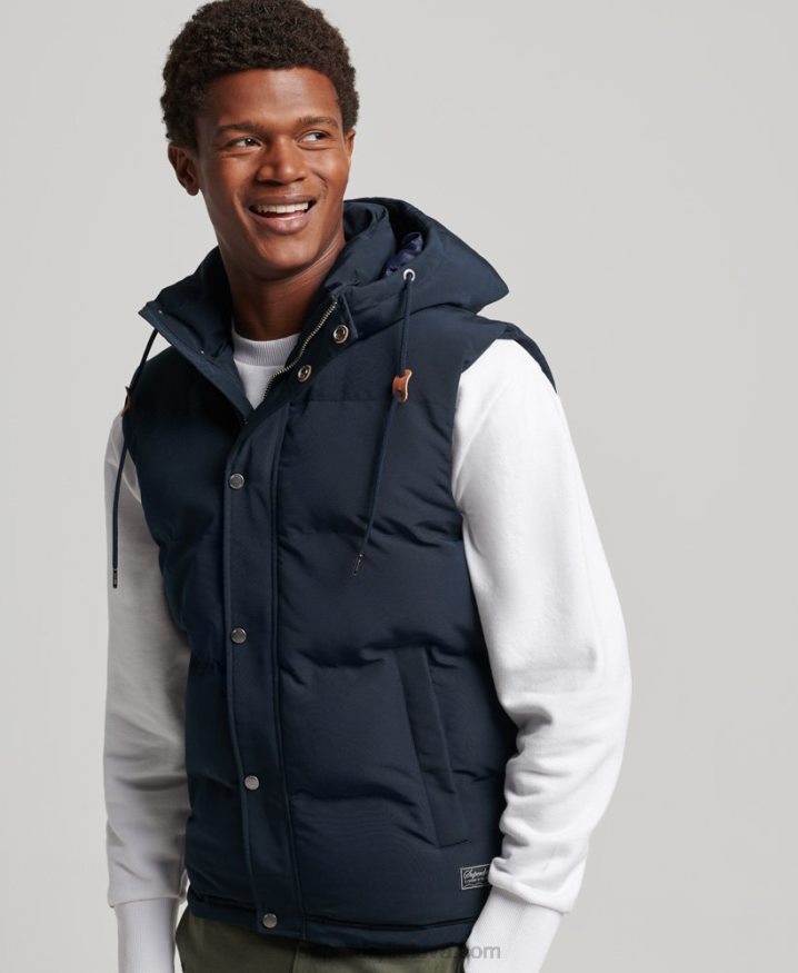 Superdry Everest Hooded Puffer Gilet Navy Men