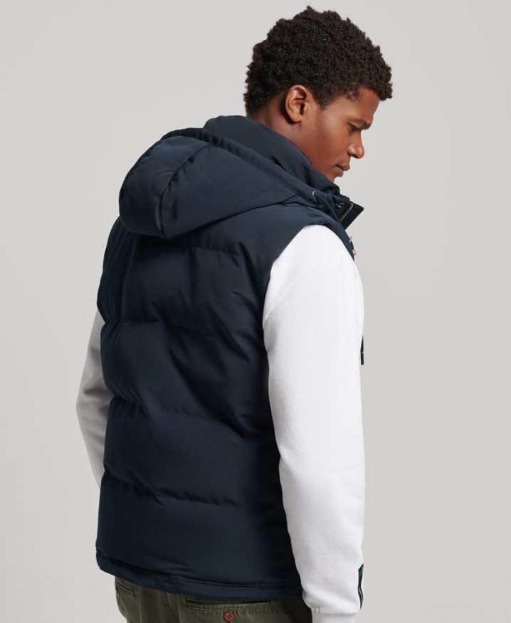 Superdry Everest Hooded Puffer Gilet Navy Men