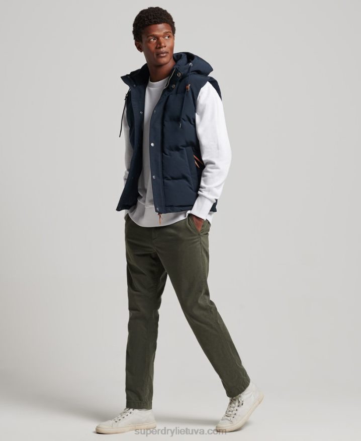 Superdry Everest Hooded Puffer Gilet Navy Men