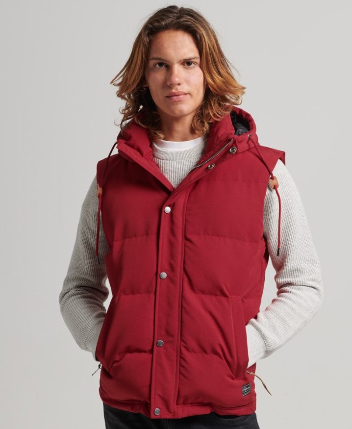 Superdry Everest Hooded Puffer Gilet Red Men