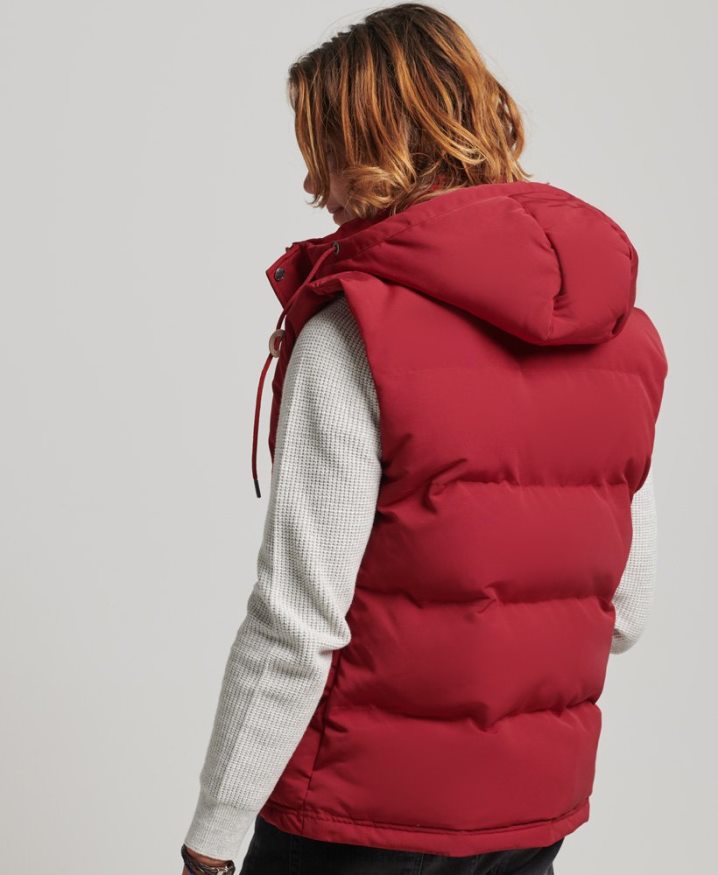 Superdry Everest Hooded Puffer Gilet Red Men