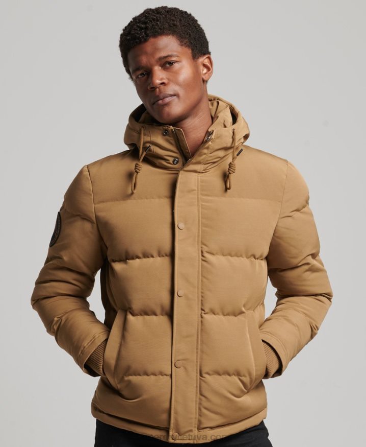 Superdry Everest Hooded Puffer Jacket Brown Men