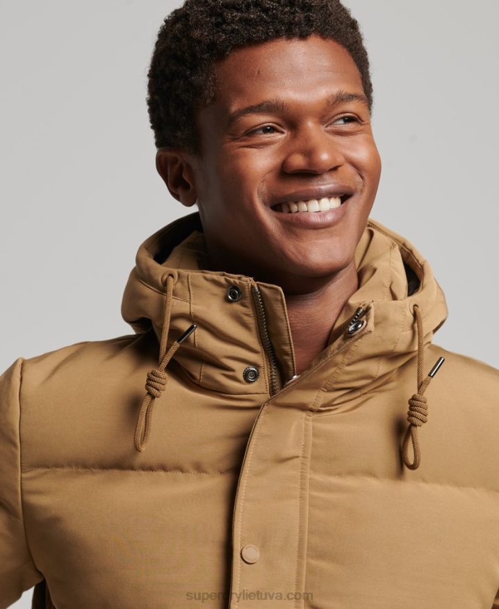 Superdry Everest Hooded Puffer Jacket Brown Men