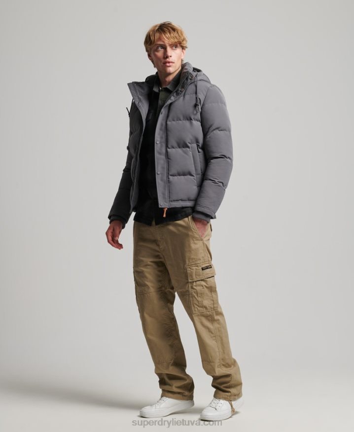 Superdry Everest Hooded Puffer Jacket Dark Grey Men