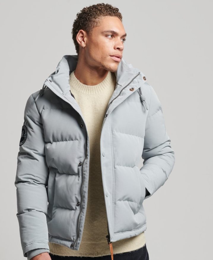 Superdry Everest Hooded Puffer Jacket Light Blue Men