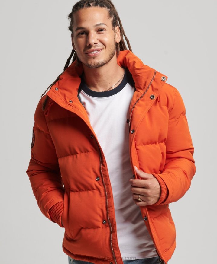 Superdry Everest Hooded Puffer Jacket Orange Men