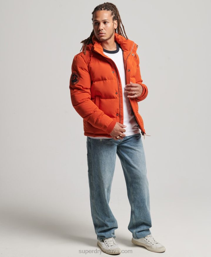 Superdry Everest Hooded Puffer Jacket Orange Men