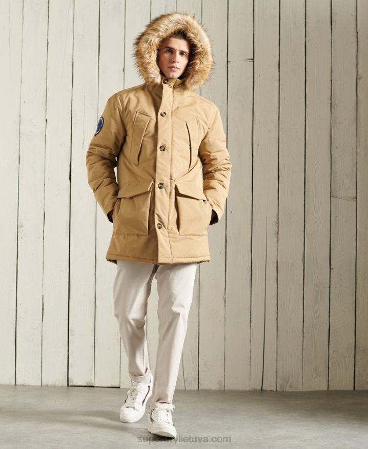 Superdry Everest Parka Coat Beige Men