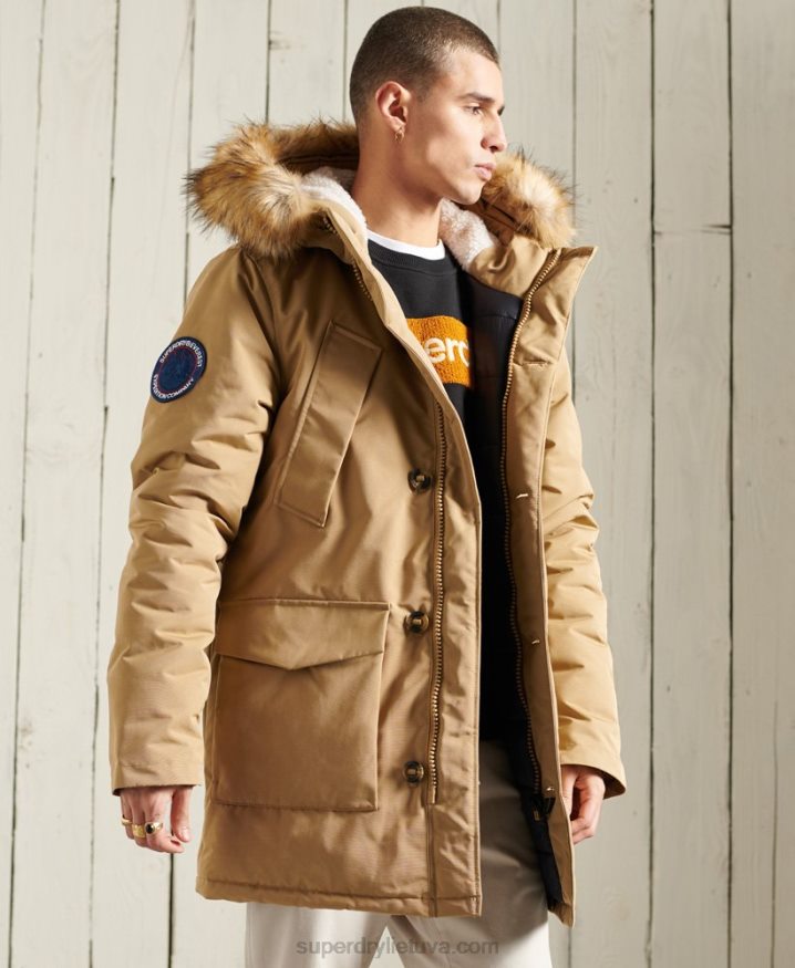 Superdry Everest Parka Coat Beige Men