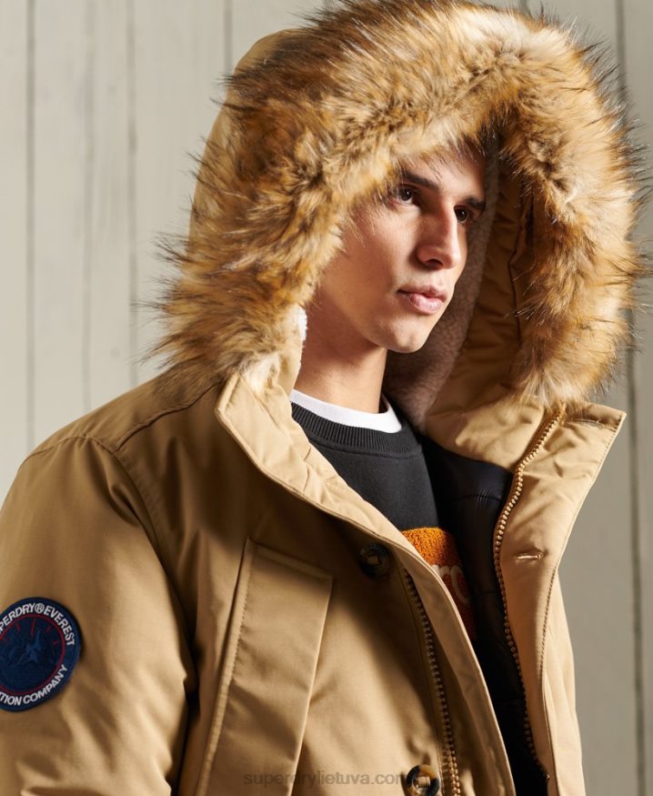 Superdry Everest Parka Coat Beige Men