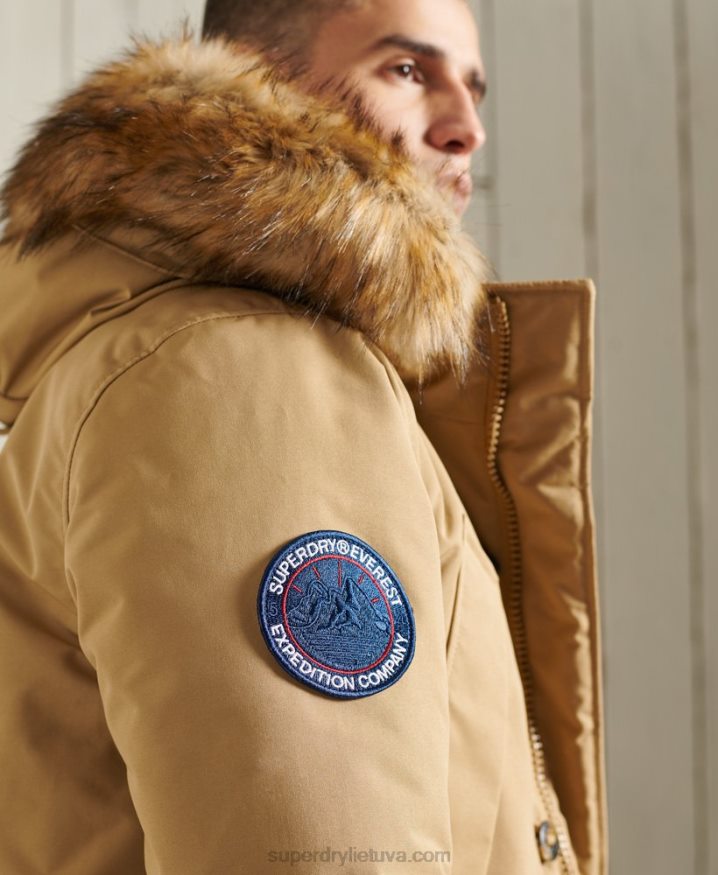 Superdry Everest Parka Coat Beige Men