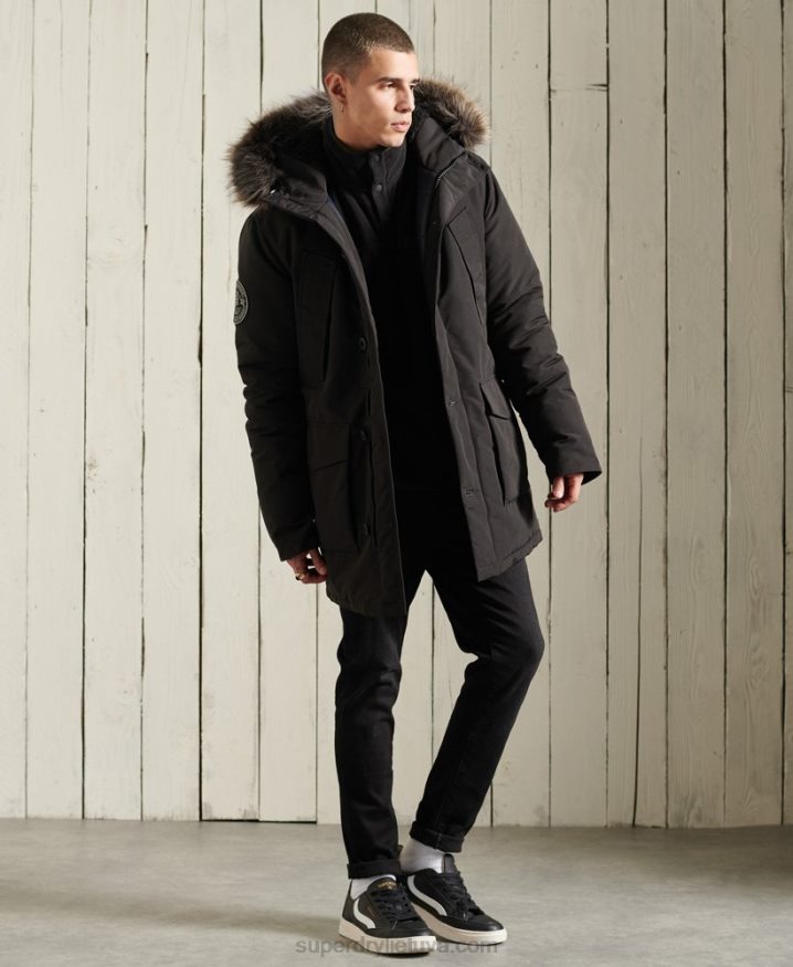 Superdry Everest Parka Coat Black Men