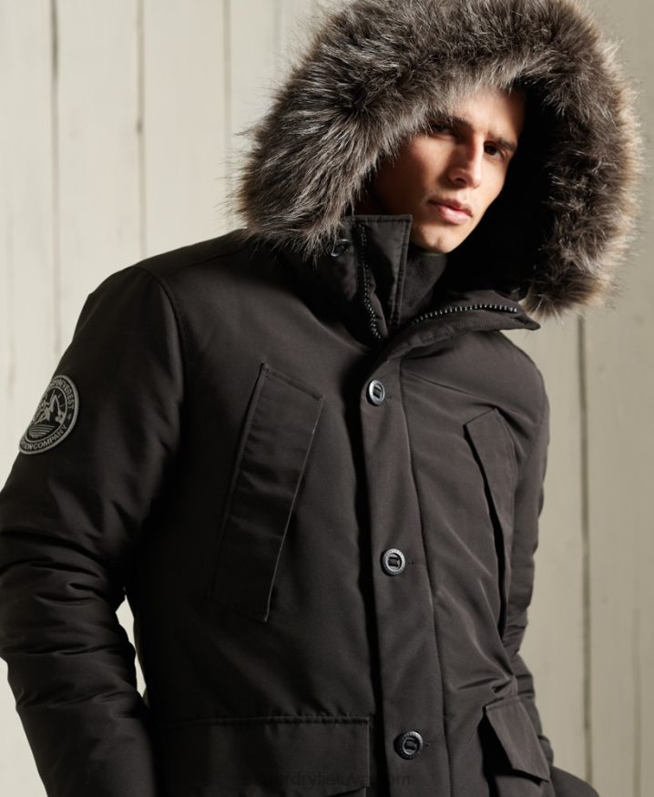 Superdry Everest Parka Coat Black Men