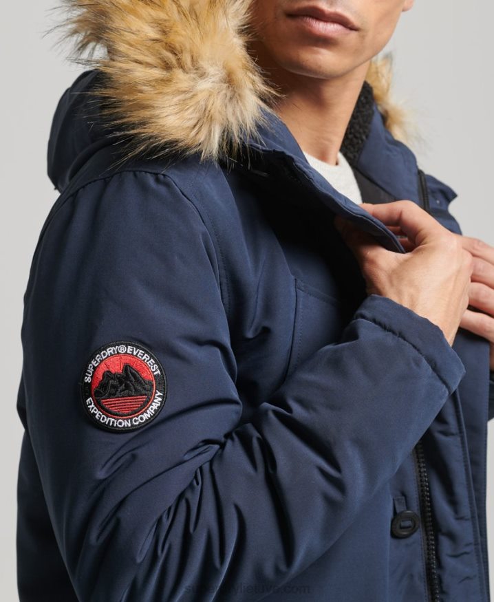 Superdry Everest Parka Coat Navy Men