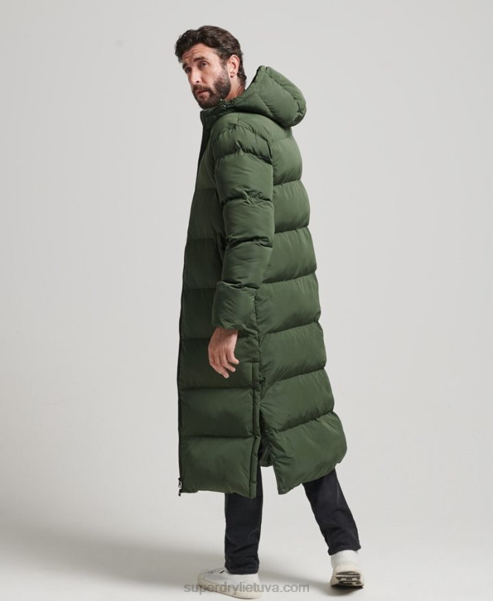 Superdry Extra Long Puffer Coat Green Men