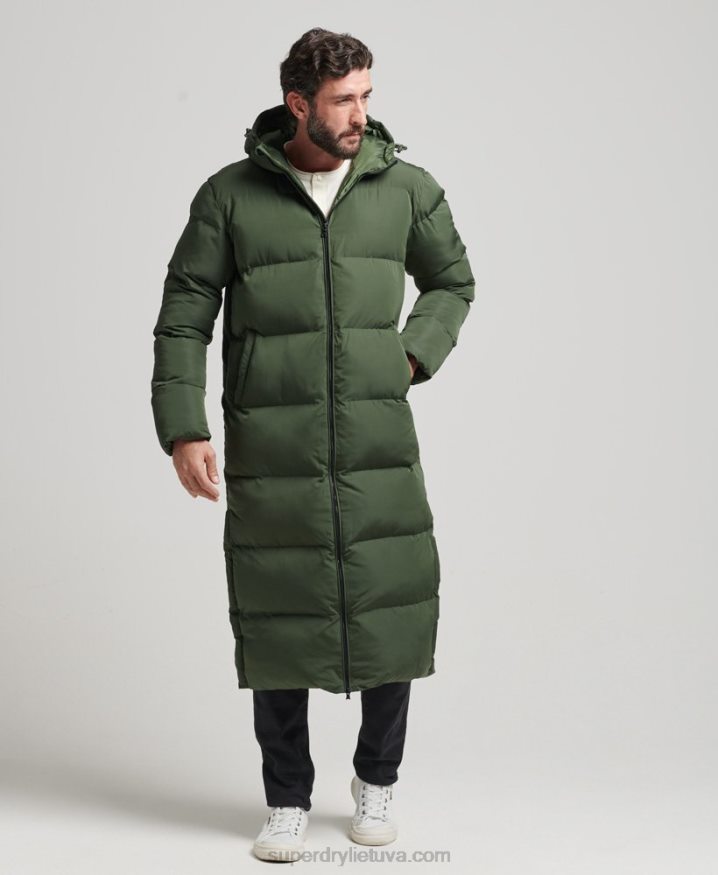 Superdry Extra Long Puffer Coat Green Men